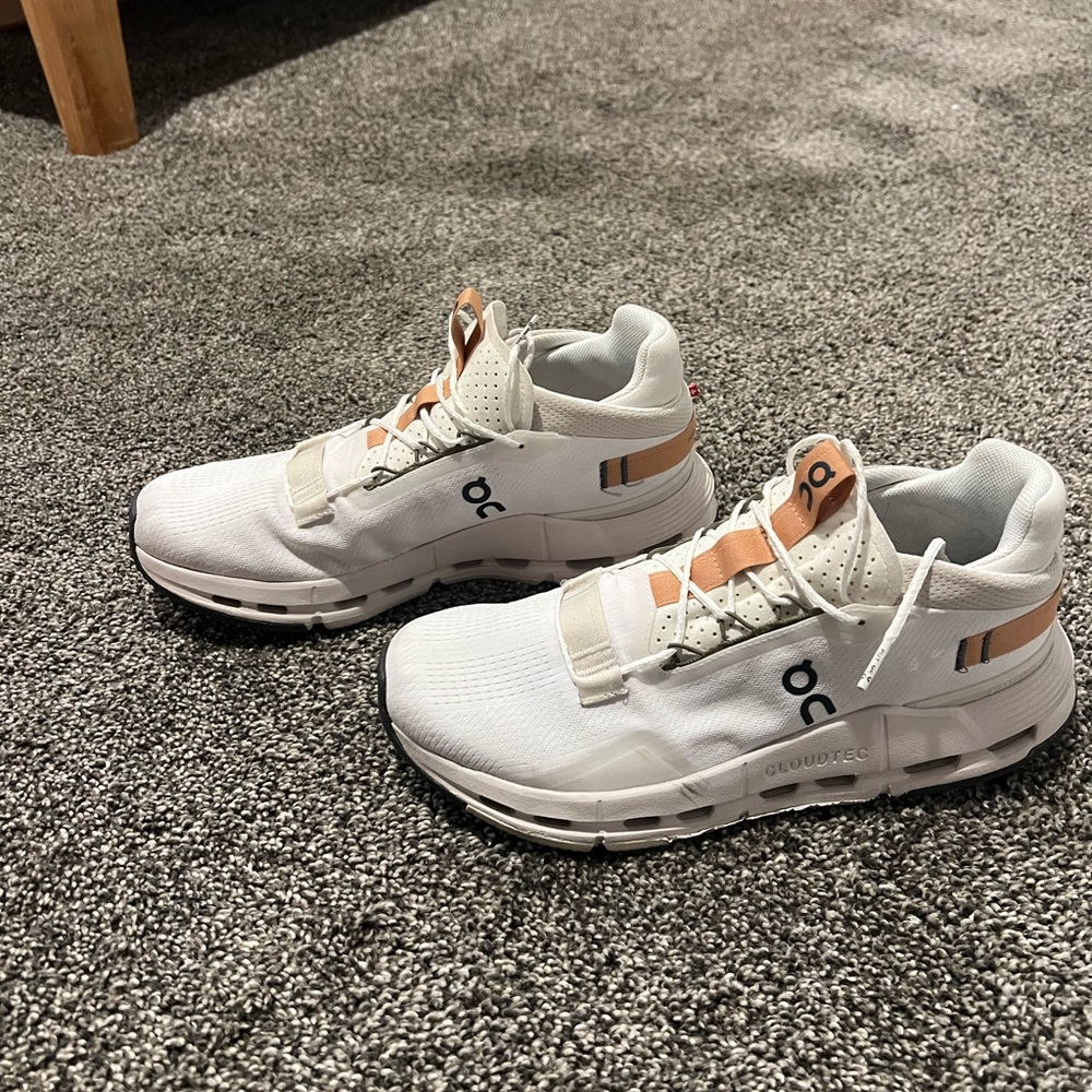 On Running Cloudtech Running Shoes — White with Peach Accents